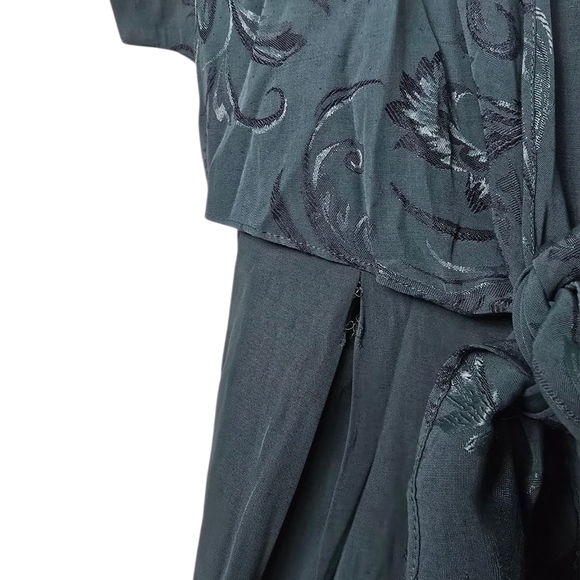 Scarlett Hunter Green Jumpsuit Overlay Front Wide Leg Evening 11-12 - Picture 7 of 10